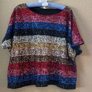 GAP Sequins, Multi-Colored Top, Sz L/XL, Fully Lined, Non Scratchy!